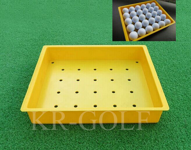 Yellow plastic golf ball box